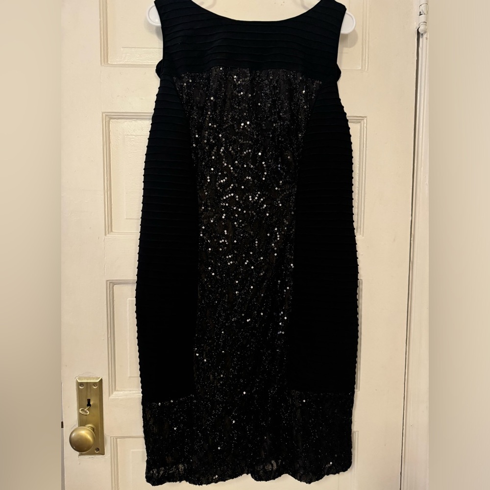 Adrianna Papell Embellished Mixed Media Sheath Dress  (14W)